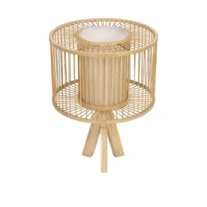 GLOBOSTAR® TULUM 01993 Boho Επιτραπέζιο Φωτιστικό Πορτατίφ με Ντουί 1 x E27 AC 220-240V IP20 - Μπεζ - Μ30 x Π30 x Υ40cm