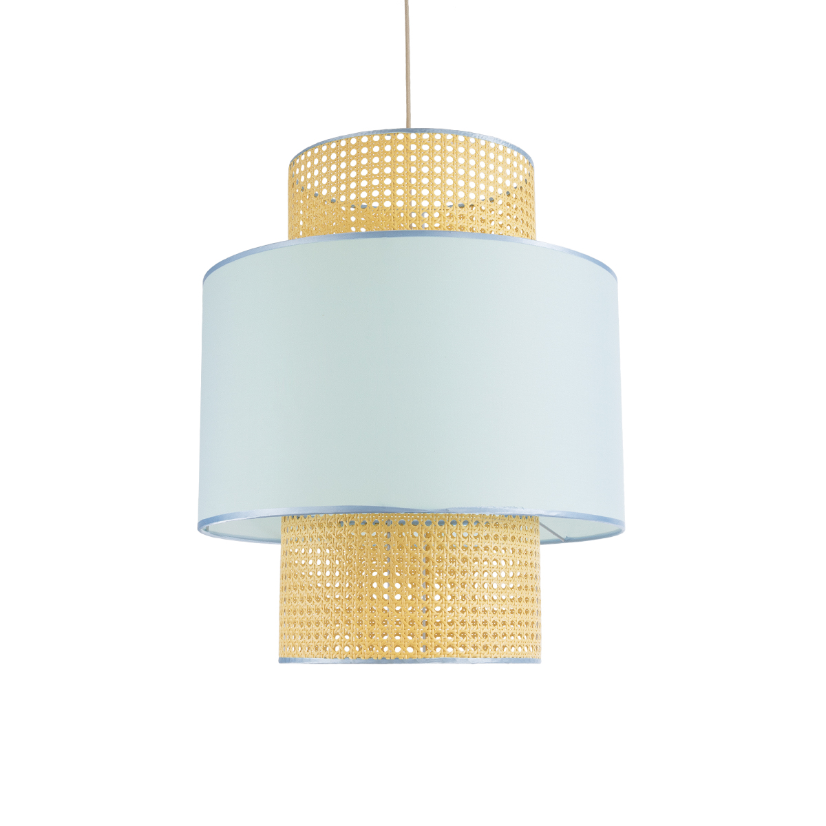 GLOBOSTAR® SAIGE 02045 Boho Κρεμαστό Φωτιστικό Οροφής με Ντουί 1 x E27 AC 220-240V IP20 - Γαλάζιο & Μπεζ - Μ50 x Π50 x Υ60cm - Image 2