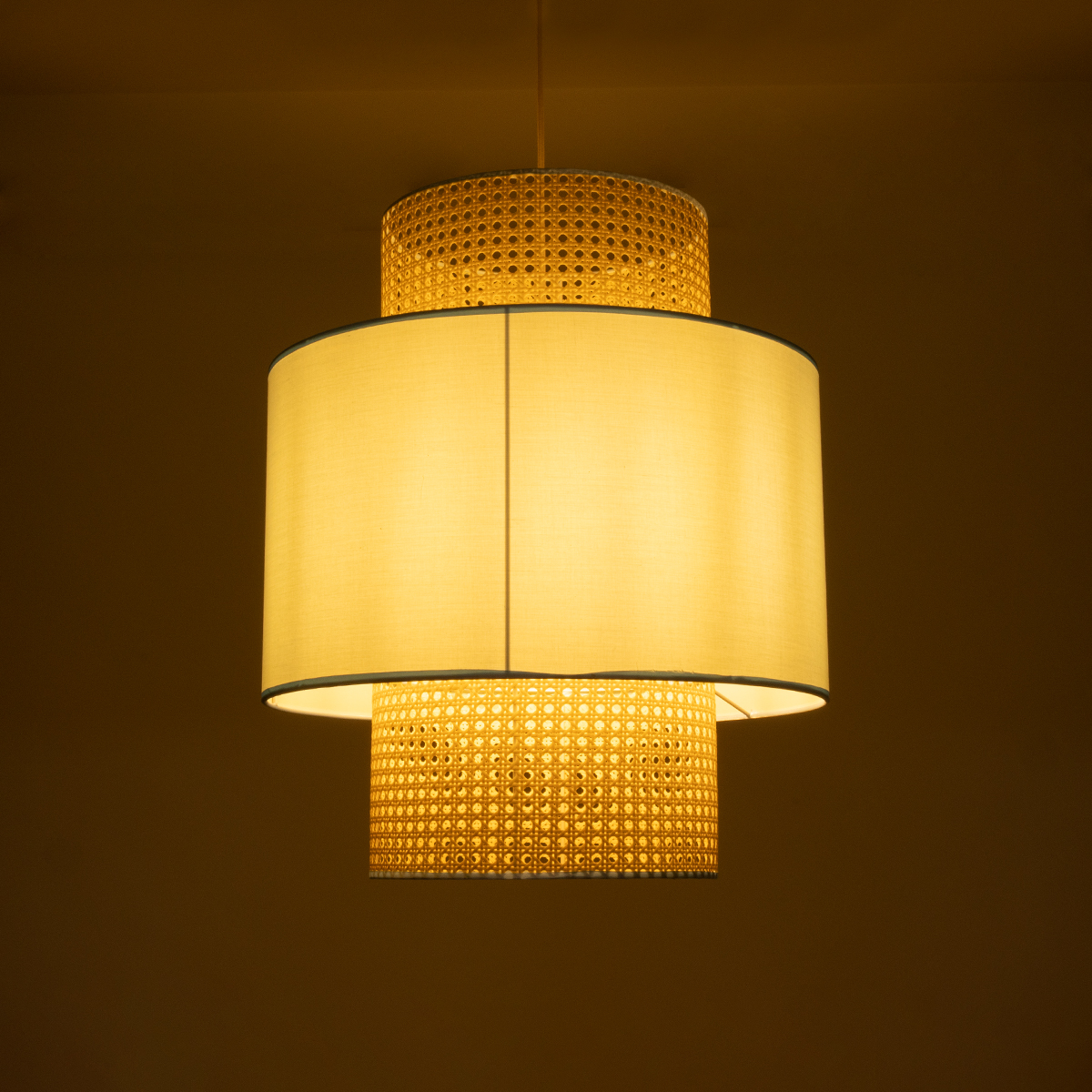 GLOBOSTAR® SAIGE 02045 Boho Κρεμαστό Φωτιστικό Οροφής με Ντουί 1 x E27 AC 220-240V IP20 - Γαλάζιο & Μπεζ - Μ50 x Π50 x Υ60cm - Image 3