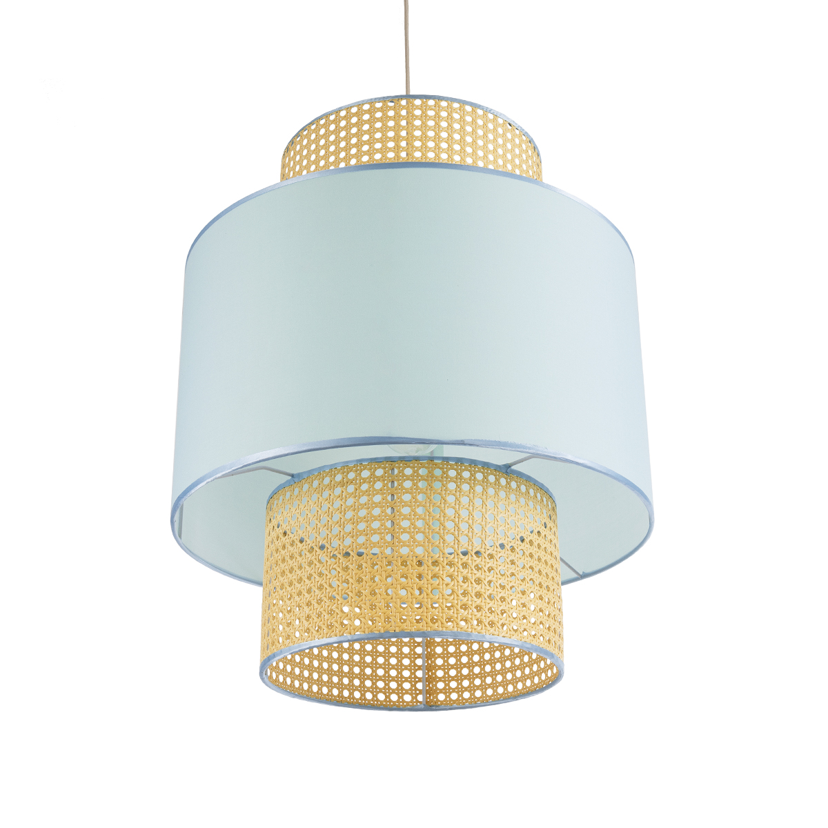 GLOBOSTAR® SAIGE 02045 Boho Κρεμαστό Φωτιστικό Οροφής με Ντουί 1 x E27 AC 220-240V IP20 - Γαλάζιο & Μπεζ - Μ50 x Π50 x Υ60cm - Image 6