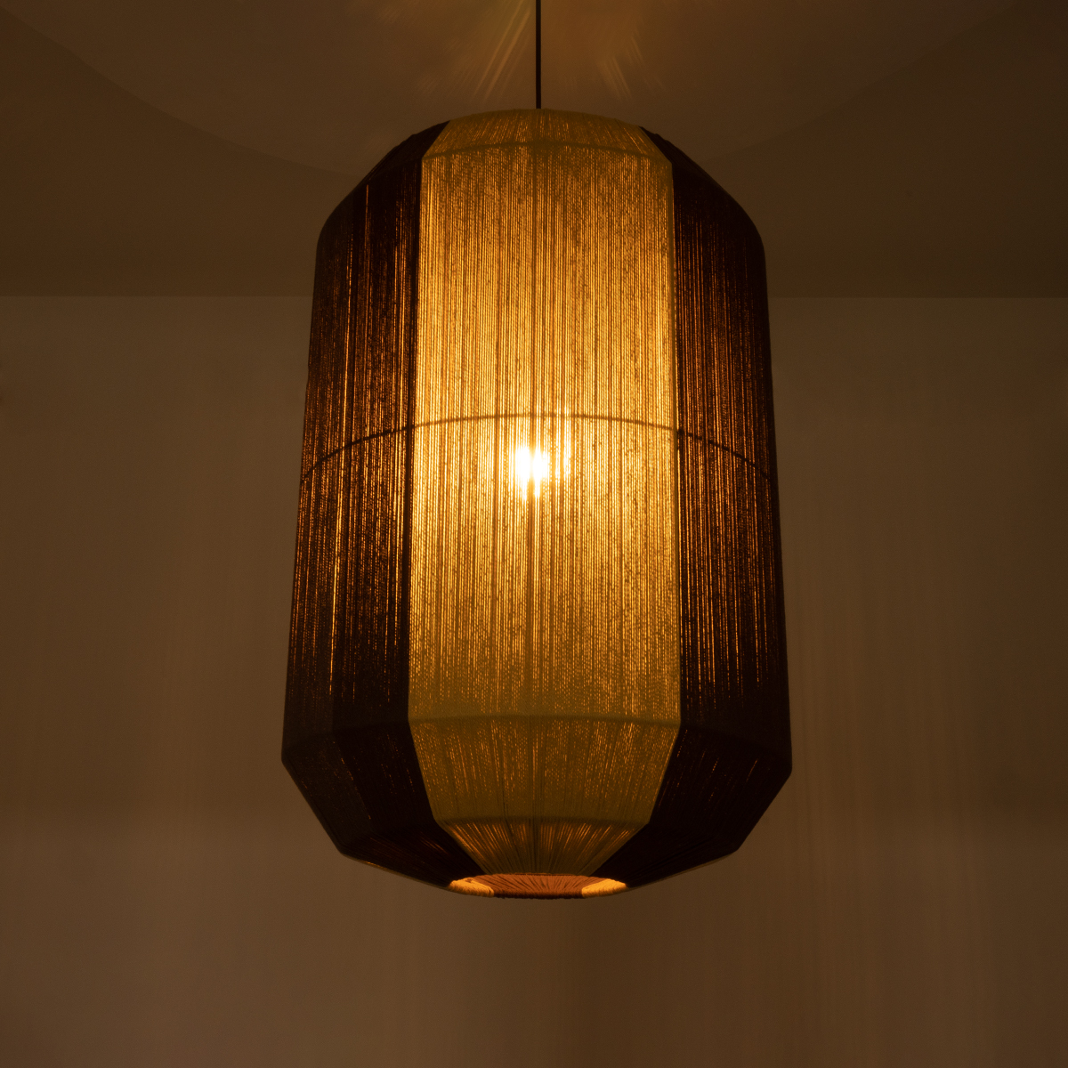 GLOBOSTAR® SALERNO 02076 Boho Κρεμαστό Φωτιστικό Οροφής με Ντουί 1 x E27 AC 220-240V IP20 - Μπεζ & Καφέ - Μ50 x Π50 x Υ80cm - Image 3