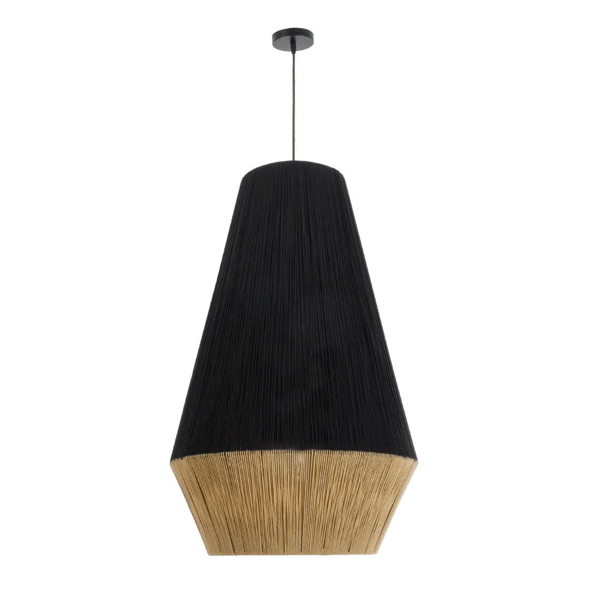 GLOBOSTAR® SALERNO 02080 Boho Κρεμαστό Φωτιστικό Οροφής με Ντουί 1 x E27 AC 220-240V IP20 - Μαύρο & Μπεζ - Μ50 x Π50 x Υ80cm - Image 4