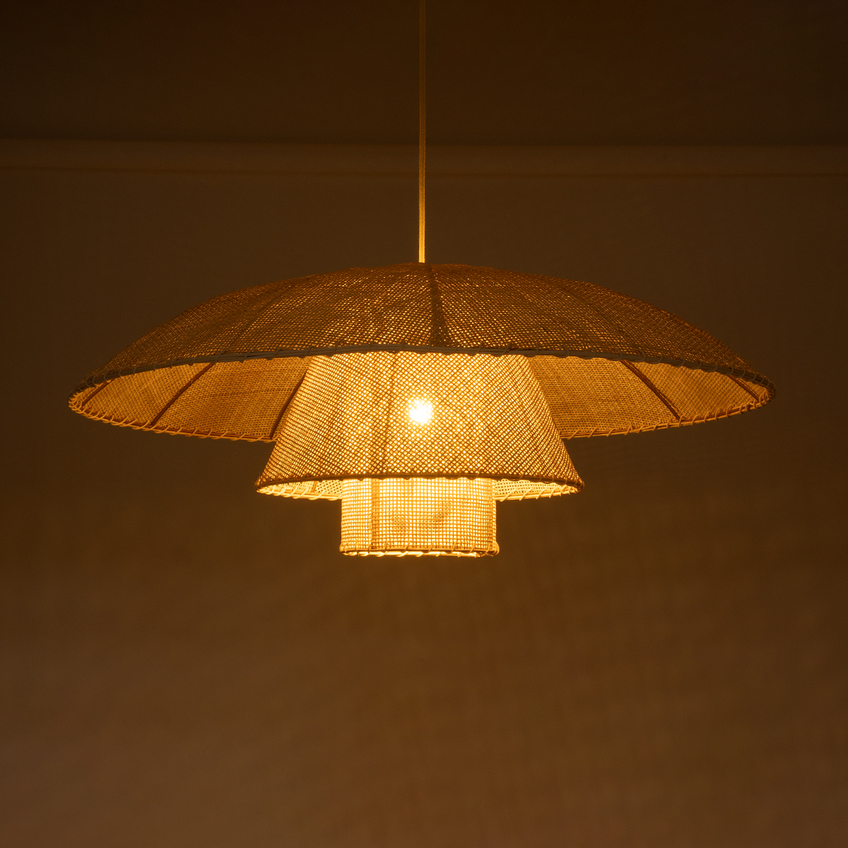 GLOBOSTAR® ZORA 02139 Boho Κρεμαστό Φωτιστικό Οροφής με Ντουί 1 x E27 AC 220-240V IP20 - Μπεζ - Μ80 x Π80 x Υ32cm - Image 3