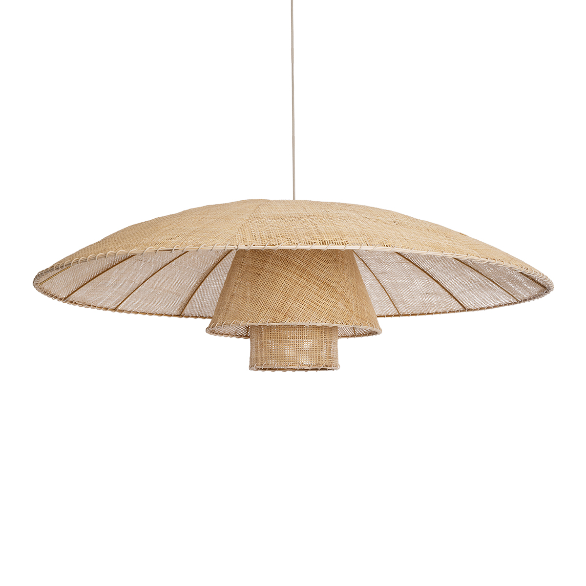 GLOBOSTAR® ZORA 02140 Boho Κρεμαστό Φωτιστικό Οροφής με Ντουί 1 x E27 AC 220-240V IP20 - Μπεζ - Μ120 x Π120 x Υ40cm - Image 2