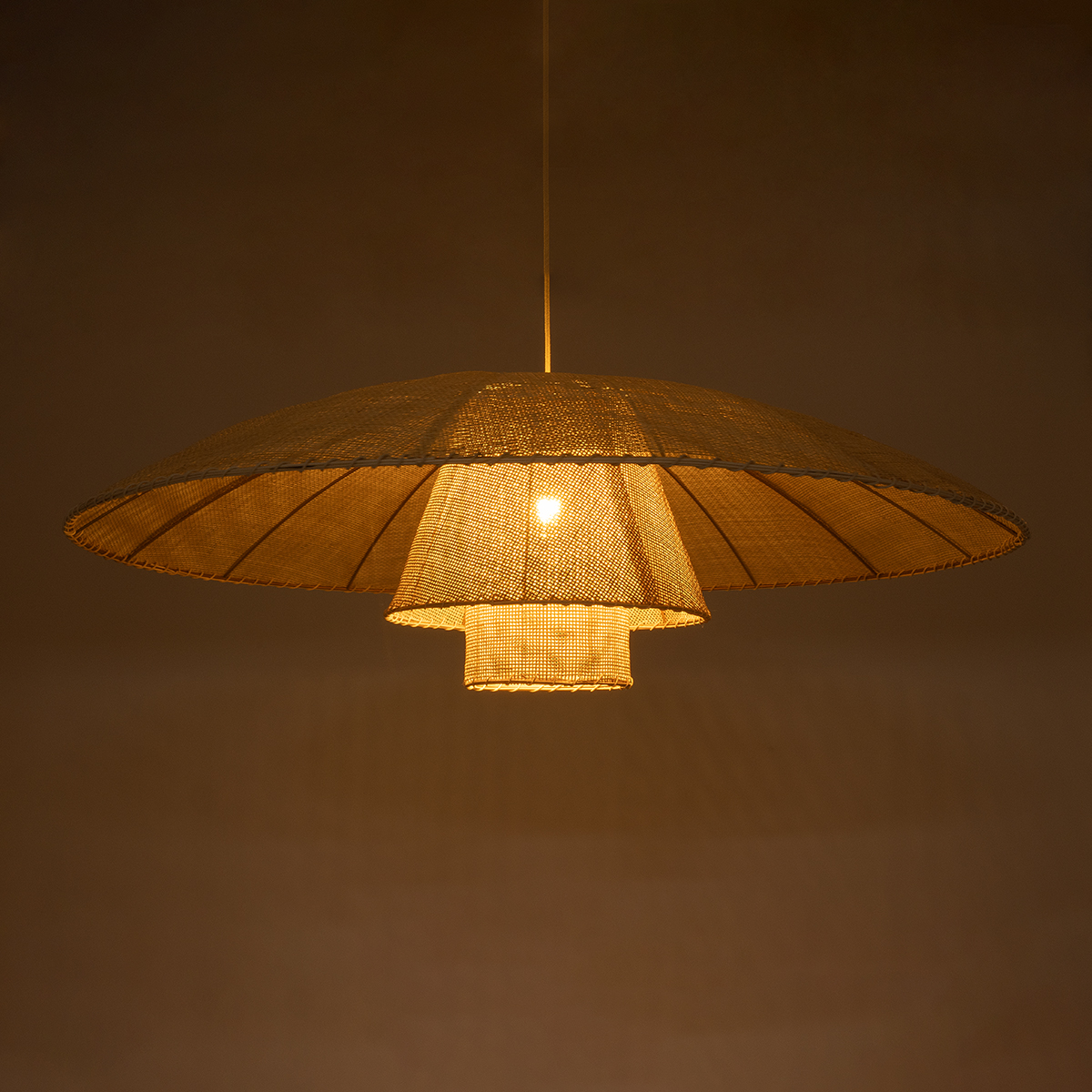 GLOBOSTAR® ZORA 02140 Boho Κρεμαστό Φωτιστικό Οροφής με Ντουί 1 x E27 AC 220-240V IP20 - Μπεζ - Μ120 x Π120 x Υ40cm - Image 3
