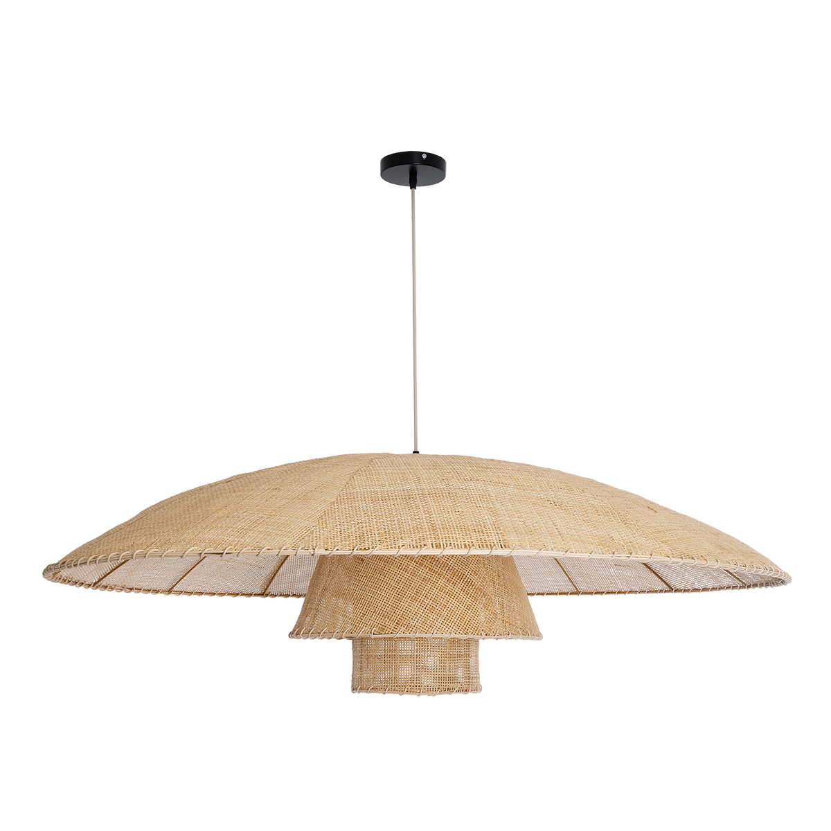 GLOBOSTAR® ZORA 02140 Boho Κρεμαστό Φωτιστικό Οροφής με Ντουί 1 x E27 AC 220-240V IP20 - Μπεζ - Μ120 x Π120 x Υ40cm - Image 4
