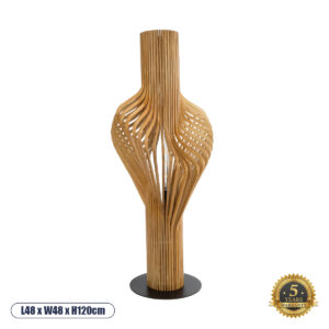GLOBOSTAR® MIHIRO 02150 Boho Επιδαπέδιο Φωτιστικό με Ντουί 1 x E27 AC 220-240V IP20 - Μπέζ & Μαύρο - Μ48 x Π48 x Υ120cm
