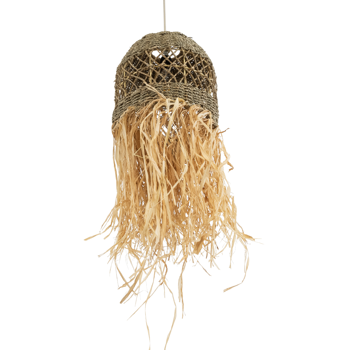 GLOBOSTAR® SAINTLUCIA 02160 Boho Κρεμαστό Φωτιστικό Οροφής με Ντουί 1 x E27 AC 220-240V IP20 - Μπεζ & Καφέ - Μ30 x Π30 x Υ90cm - Image 6