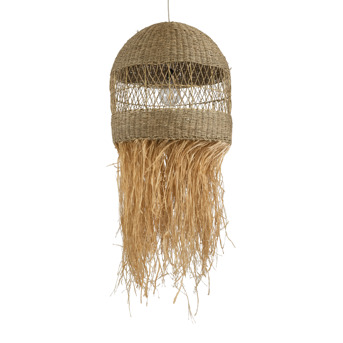 GLOBOSTAR® SAINTLUCIA 02161 Boho Κρεμαστό Φωτιστικό Οροφής με Ντουί 1 x E27 AC 220-240V IP20 - Μπεζ - Μ66 x Π66 x Υ120cm - Image 2