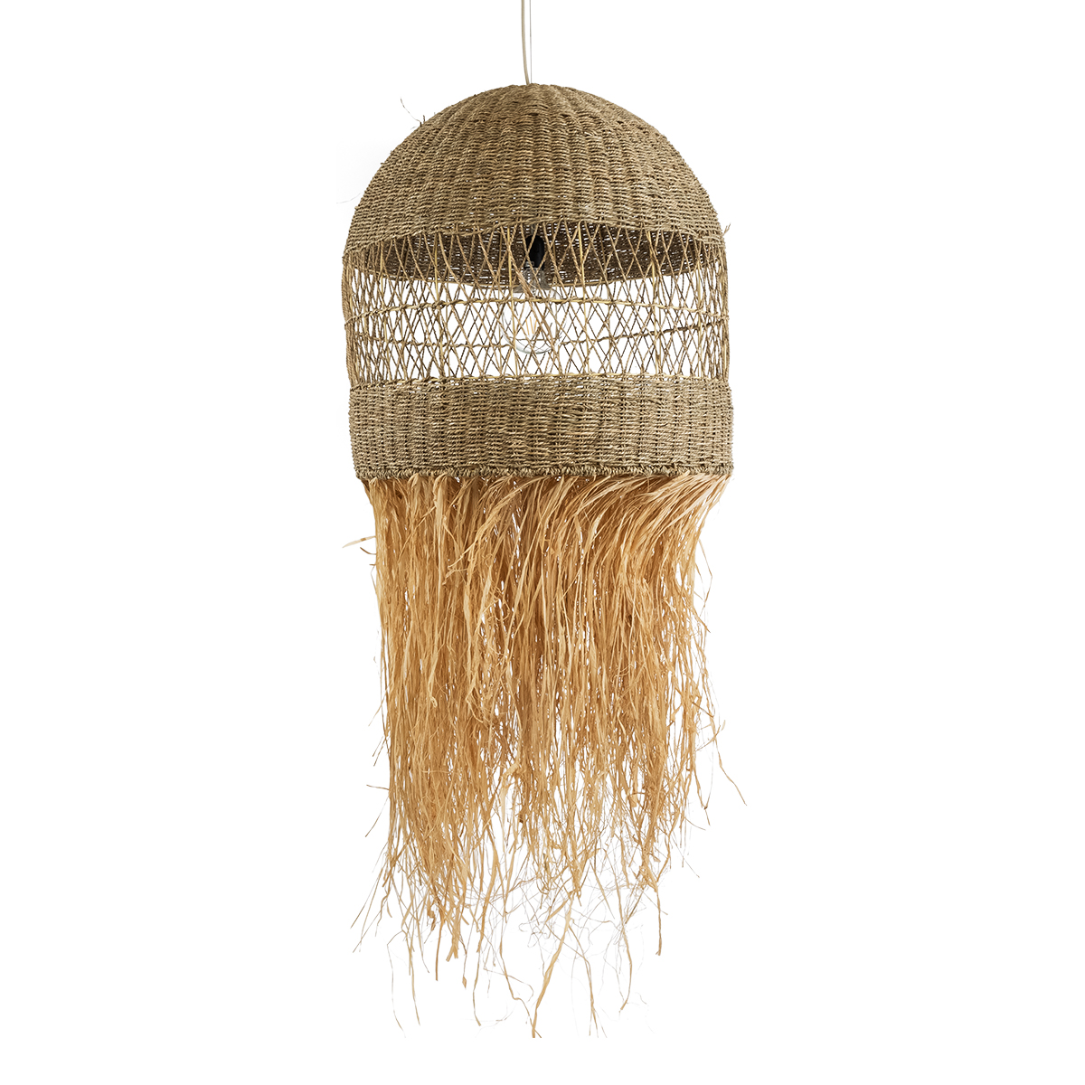 GLOBOSTAR® SAINTLUCIA 02161 Boho Κρεμαστό Φωτιστικό Οροφής με Ντουί 1 x E27 AC 220-240V IP20 - Μπεζ - Μ66 x Π66 x Υ120cm - Image 5