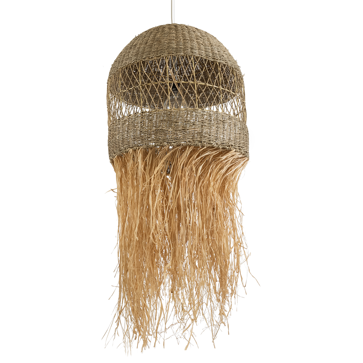 GLOBOSTAR® SAINTLUCIA 02161 Boho Κρεμαστό Φωτιστικό Οροφής με Ντουί 1 x E27 AC 220-240V IP20 - Μπεζ - Μ66 x Π66 x Υ120cm - Image 6