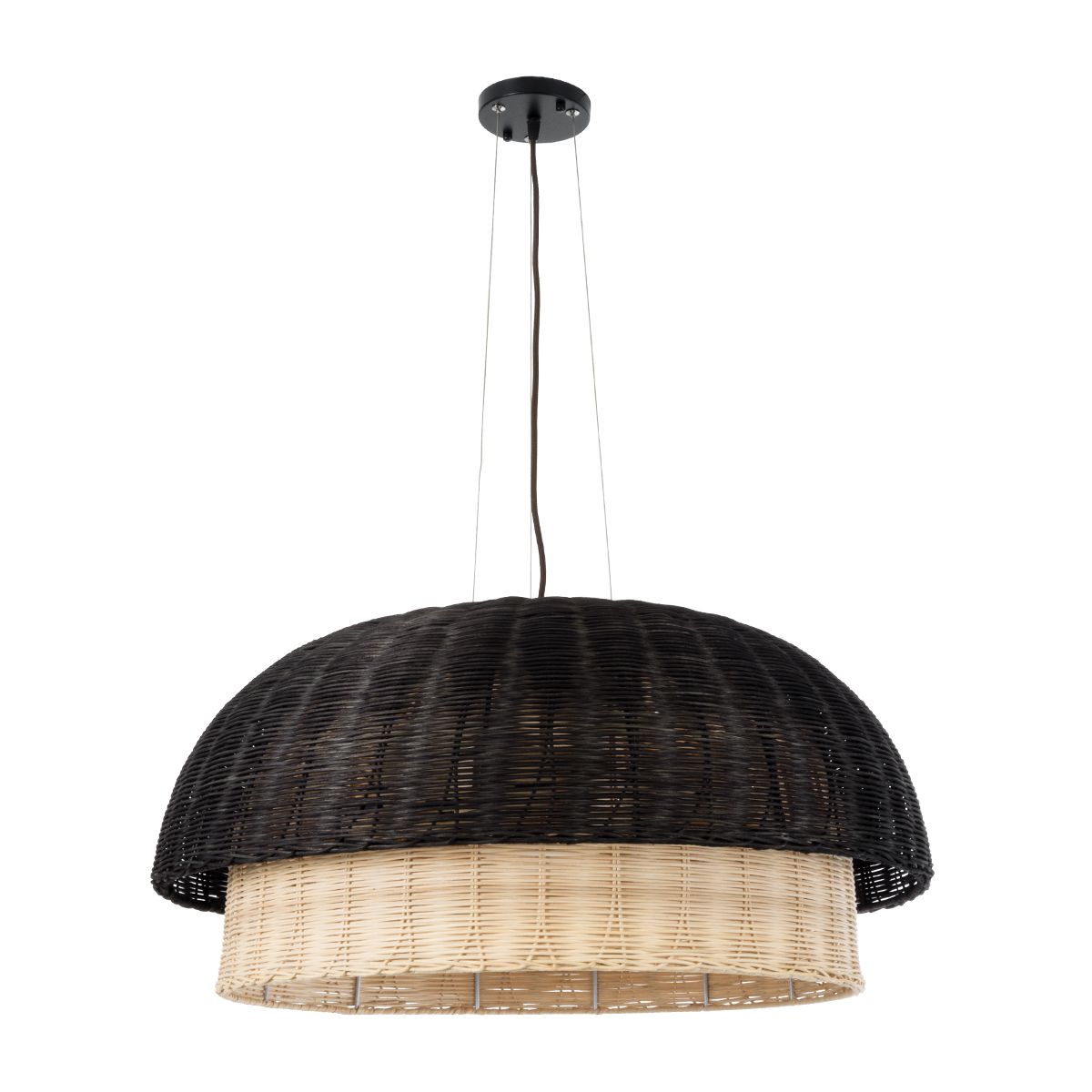 GLOBOSTAR® CORSICA 02216 Boho Κρεμαστό Φωτιστικό Οροφής με Ντουί 1 x E27 AC 220-240V IP20 - Μαύρο & Μπεζ - Μ70 x Π70 x Υ35cm - Image 4