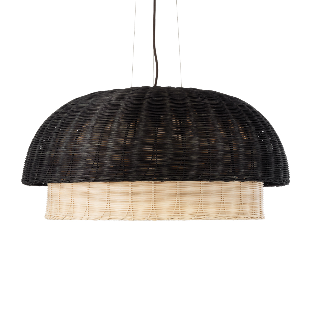 GLOBOSTAR® CORSICA 02216 Boho Κρεμαστό Φωτιστικό Οροφής με Ντουί 1 x E27 AC 220-240V IP20 - Μαύρο & Μπεζ - Μ70 x Π70 x Υ35cm - Image 5