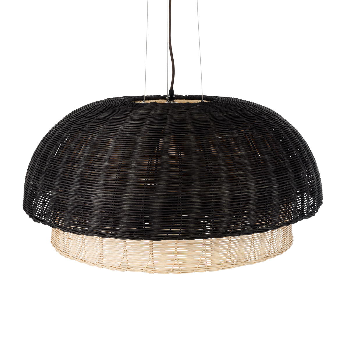 GLOBOSTAR® CORSICA 02216 Boho Κρεμαστό Φωτιστικό Οροφής με Ντουί 1 x E27 AC 220-240V IP20 - Μαύρο & Μπεζ - Μ70 x Π70 x Υ35cm - Image 7