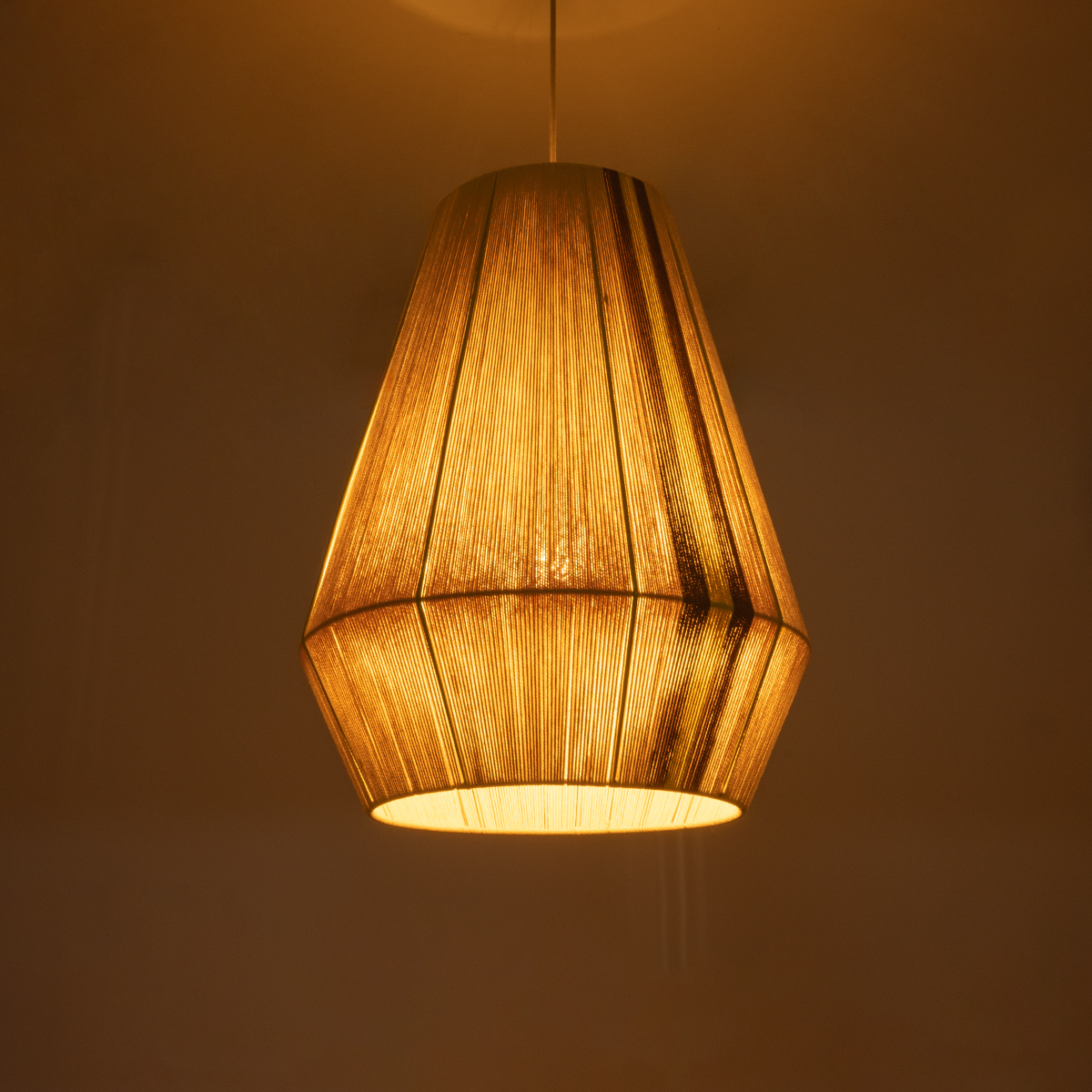 GLOBOSTAR® SALERNO 02334 Boho Κρεμαστό Φωτιστικό Οροφής με Ντουί 1 x E27 AC 220-240V IP20 - Μπεζ & Καφέ - Μ50 x Π50 x Υ60cm - Image 3