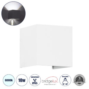 GLOBOSTAR® AXIS-S 60566 Μοντέρνο Φωτιστικό Τοίχου - Απλίκα LED 10W 1250lm 5°/60° AC 220-240V Αδιάβροχο IP65 Ψυχρό Λευκό 6000K - Bridgelux COB Chip & TÜV SÜD Driver - Λευκό Ματ - Μ10 x Π10 x Υ10cm - 5 Χρόνια Εγγύηση