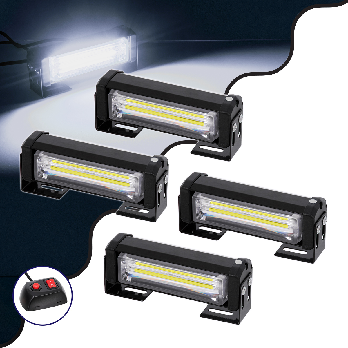 GloboStar® 85034 PRO Series ΣΕΤ 4 x Μπάρες Σήμανσης Οχήματος Ασθενοφόρου για Αυτοκίνητα & Φορτηγά 13 Προγραμμάτων Φωτισμού LED CREE CXB COB 36W DC 10-30V Αδιάβροχο IP65 Ψυχρό Λευκό 6000K - Image 2