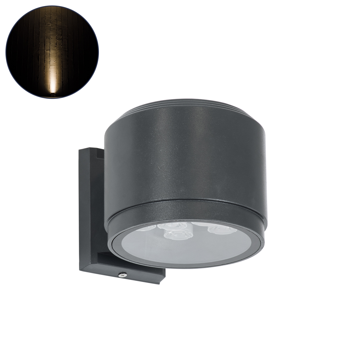 GLOBOSTAR® WALLLIGHT-GONA 90483 Μοντέρνο Φωτιστικό Τοίχου - Απλίκα LED 24W 2160lm 5° DC 24V Αδιάβροχο IP67 Θερμό Λευκό 2700K - CREE COB Chip & TÜV SÜD Driver - Γκρι Ανθρακί Ματ - Μ13 x Π16.5 x Υ5cm - 3 Χρόνια Εγγύηση - Image 2