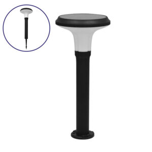 GLOBOSTAR® VEGGIE 12115 Φωτιστικό Κολωνάκι Κήπου LED 10W 500lm 120° με Ενσωματωμένο Φωτοβολταϊκό Panel 6V 2W & Επαναφορτιζόμενη Μπαταρία Li-ion 3.2V 6000mAh με Αισθητήρα Κίνησης-Ημέρας-Νύχτας Αδιάβροχο IP65 Ψυχρό Λευκό 6000K - Μαύρο - Μ26.5 x Π26.5 x Υ60cm - 2 Χρόνια Εγγύηση