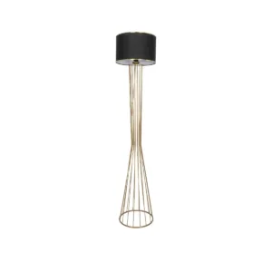 GLOBOSTAR® NOVA 201-0042 Μοντέρνο Επιδαπέδιο Φωτιστικό με Ντουί 1 x E27 AC 220-240V IP20 - Χρυσό & Μαύρο - Μ32 x Π32 x Υ152cm