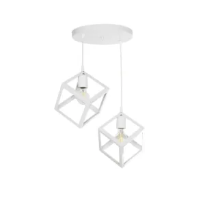 GLOBOSTAR® DISE 201-0053 Μοντέρνο Κρεμαστό Φωτιστικό Οροφής με Ντουί 2 x E27 AC 220-240V IP20 - Λευκό - Μ50 x Π30 x Υ50cm