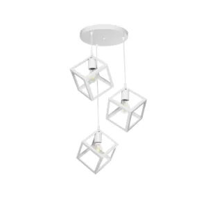 GLOBOSTAR® DISE 201-0054 Μοντέρνο Κρεμαστό Φωτιστικό Οροφής με Ντουί 3 x E27 AC 220-240V IP20 - Λευκό - Μ48 x Π48 x Υ65cm