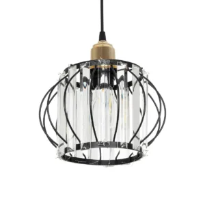 GLOBOSTAR® LUCERO 201-0078 Vintage Κρεμαστό Φωτιστικό Οροφής με Ντουί 1 x E27 AC 220-240V IP20 - Μαύρο & Διάφανο - Μ24 x Π24 x Υ24cm