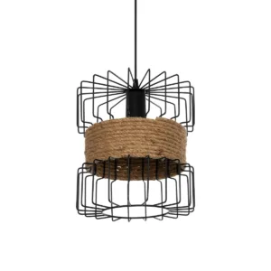 GLOBOSTAR® ORB 201-0096 Vintage Κρεμαστό Φωτιστικό Οροφής με Ντουί 1 x E27 AC 220-240V IP20 - Μαύρο & Μπεζ - Μ27 x Π27 x Υ31cm