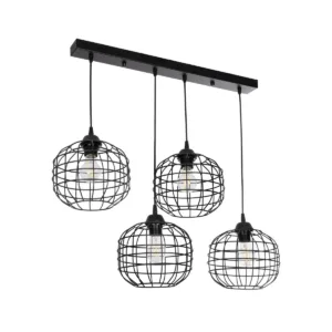 GLOBOSTAR® PULSAR 201-0103 Vintage Κρεμαστό Φωτιστικό Οροφής με Ντουί 4 x E27 AC 220-240V IP20 - Μαύρο - Μ80 x Π22 x Υ46cm