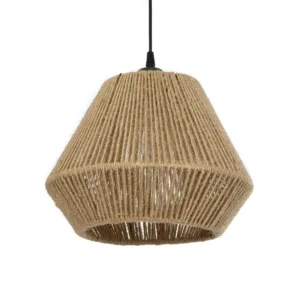 GLOBOSTAR® GLARO 201-0112 Vintage Κρεμαστό Φωτιστικό Οροφής με Ντουί 1 x E27 AC 220-240V IP20 - Μπεζ & Μαύρο - Μ32 x Π32 x Υ30cm