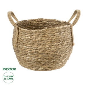 GloboStar® Artificial Garden PAROS 20276 Διακοσμητικό Πλεκτό Καλάθι - Κασπώ Γλάστρα - Flower Pot Μπεζ Φ24cm x Υ19cm