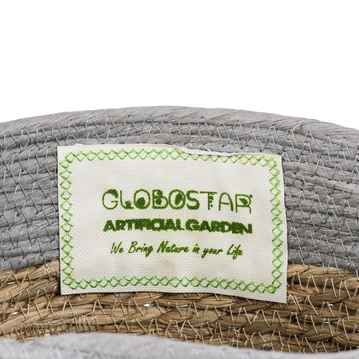 GloboStar® Artificial Garden SYROS 20283 Διακοσμητικό Πλεκτό Καλάθι - Κασπώ Γλάστρα - Flower Pot Μπεζ με Γκρι Φ28cm x Υ24cm - Image 6