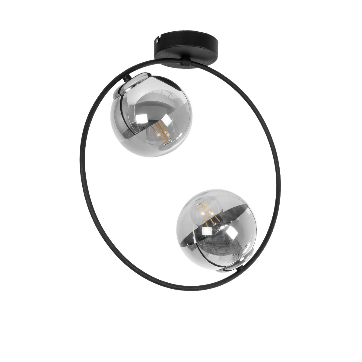 GLOBOSTAR® CITY 202-0040 Μοντέρνο Φωτιστικό Οροφής με Ντουί 2 x E27 AC 220-240V IP20 - Διάφανο & Μαύρο - Μ45 x Π15 x Υ55cm