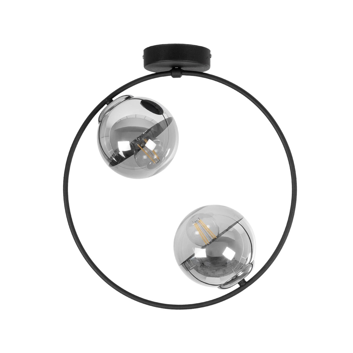 GLOBOSTAR® CITY 202-0040 Μοντέρνο Φωτιστικό Οροφής με Ντουί 2 x E27 AC 220-240V IP20 - Διάφανο & Μαύρο - Μ45 x Π15 x Υ55cm - Image 4