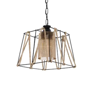 GLOBOSTAR® GATSBY 203-0007 Vintage Κρεμαστό Φωτιστικό Οροφής με Ντουί 1 x E27 AC 220-240V IP20 - Μαύρο & Μπεζ - Μ25 x Π25 x Υ25cm