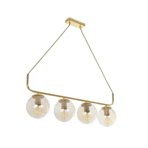 GLOBOSTAR® LATTICE 203-0019 Μοντέρνο Κρεμαστό Φωτιστικό Οροφής με Ντουί 4 x E27 AC 220-240V IP20 - Χρυσό - Μ78 x Π15 x Υ81cm