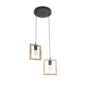 GLOBOSTAR® EDISON 203-0021 Vintage Κρεμαστό Φωτιστικό Οροφής με Ντουί 2 x E27 AC 220-240V IP20 - Μπεζ & Μαύρο - Μ40 x Π20 x Υ45cm