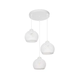 GLOBOSTAR® YASAM 203-0023 Vintage Κρεμαστό Φωτιστικό Οροφής με Ντουί 3 x E27 AC 220-240V IP20 - Λευκό - Μ42 x Π42 x Υ54cm