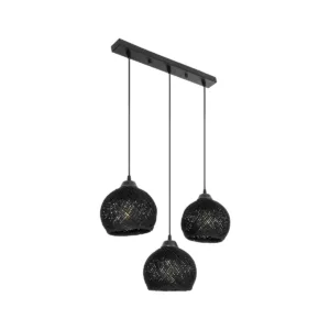 GLOBOSTAR® YASAM 203-0026 Vintage Κρεμαστό Φωτιστικό Οροφής με Ντουί 3 x E27 AC 220-240V IP20 - Μαύρο - Μ45 x Π18 x Υ30cm