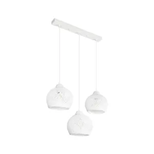 GLOBOSTAR® YASAM 203-0027 Vintage Κρεμαστό Φωτιστικό Οροφής με Ντουί 3 x E27 AC 220-240V IP20 - Λευκό - Μ45 x Π18 x Υ30cm