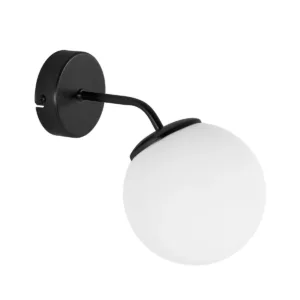 GLOBOSTAR® DALPH 203-0034 Vintage Φωτιστικό Τοίχου - Απλίκα με Ντουί 1 x E27 AC 220-240V IP20 - Μαύρο & Λευκό - M15 x Π25 x Υ22cm