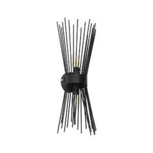 GLOBOSTAR® HORN 203-0043 Vintage Φωτιστικό Τοίχου - Απλίκα με Ντουί 2 x E14 AC 220-240V IP20 - Μαύρο - Μ14 x Π17 x Υ44.5cm