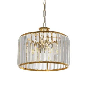 GLOBOSTAR® GLAMOROUS 203-0094 Κλασικό Κρεμαστό Φωτιστικό Οροφής με Ντουί 3 x E27 AC 220-240V IP20 - Χρυσό & Διάφανο - Μ28 x Π28 x Υ21.5cm