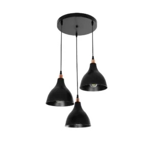 GLOBOSTAR® RADE 203-0127 Μοντέρνο Κρεμαστό Φωτιστικό Οροφής με Ντουί 3 x E27 AC 220-240V IP20 - Μαύρο & Χάλκινο - Μ40 x Π40 x Υ40cm
