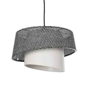 GLOBOSTAR® ALINA 203-0130 Μοντέρνο Κρεμαστό Φωτιστικό Οροφής με Ντουί 1 x E27 AC 220-240V IP20 - Γκρι & Λευκό - Μ30 x Π30 x Υ20cm