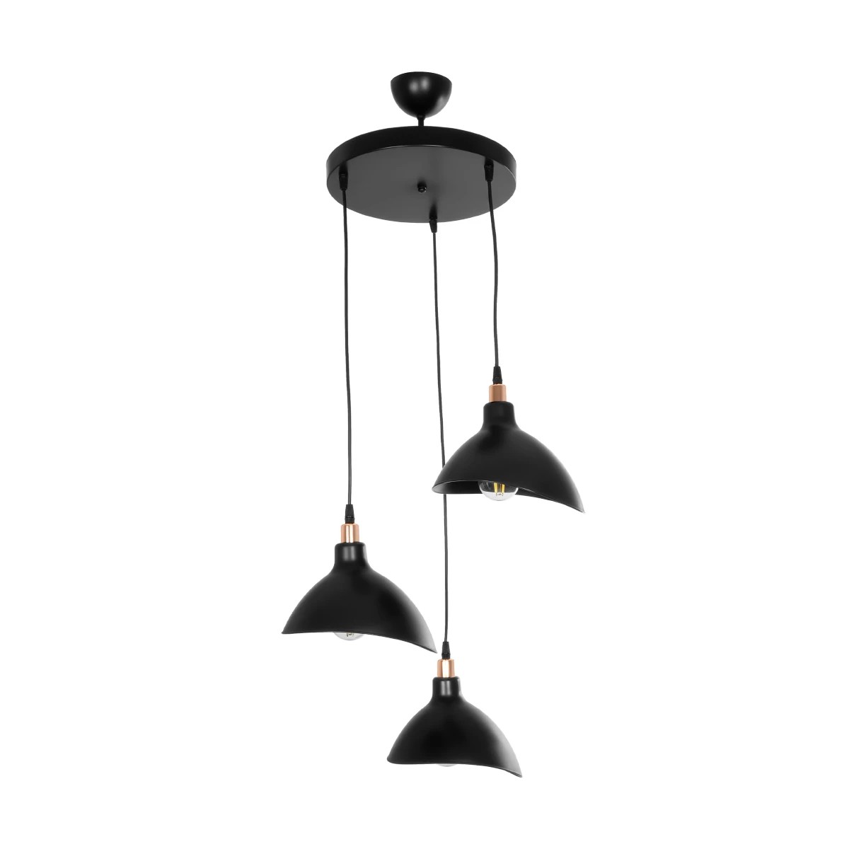 GLOBOSTAR® RIVE 203-0144 Μοντέρνο Κρεμαστό Φωτιστικό Οροφής με Ντουί 3 x E27 AC 220-240V IP20 - Μάυρο & Χάλκινο - Μ40 x Π40 x Υ65cm - Image 4