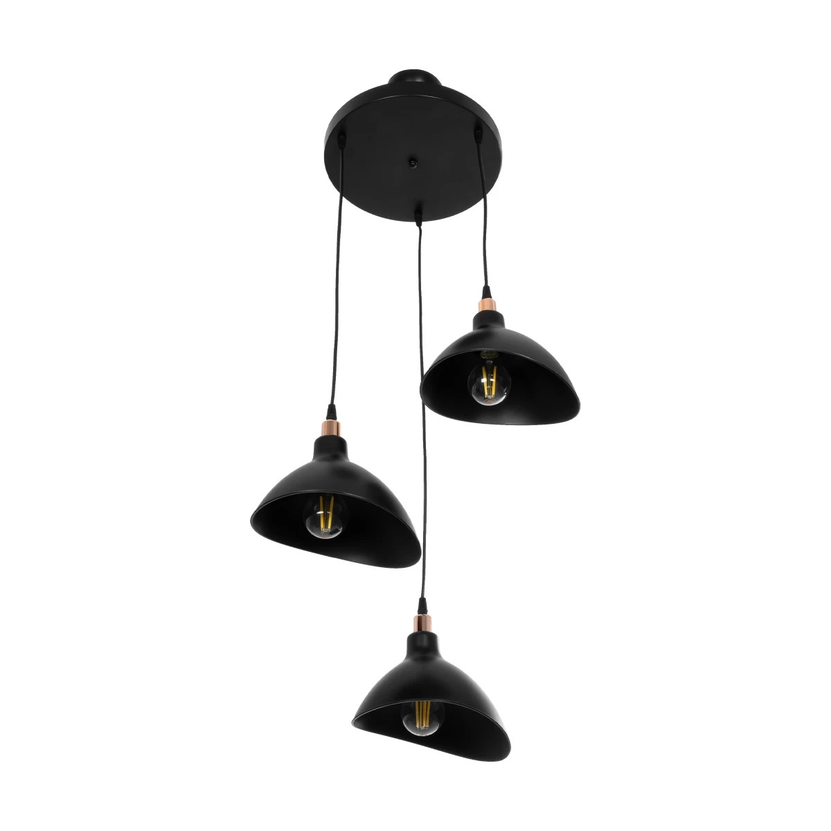 GLOBOSTAR® RIVE 203-0144 Μοντέρνο Κρεμαστό Φωτιστικό Οροφής με Ντουί 3 x E27 AC 220-240V IP20 - Μάυρο & Χάλκινο - Μ40 x Π40 x Υ65cm - Image 5