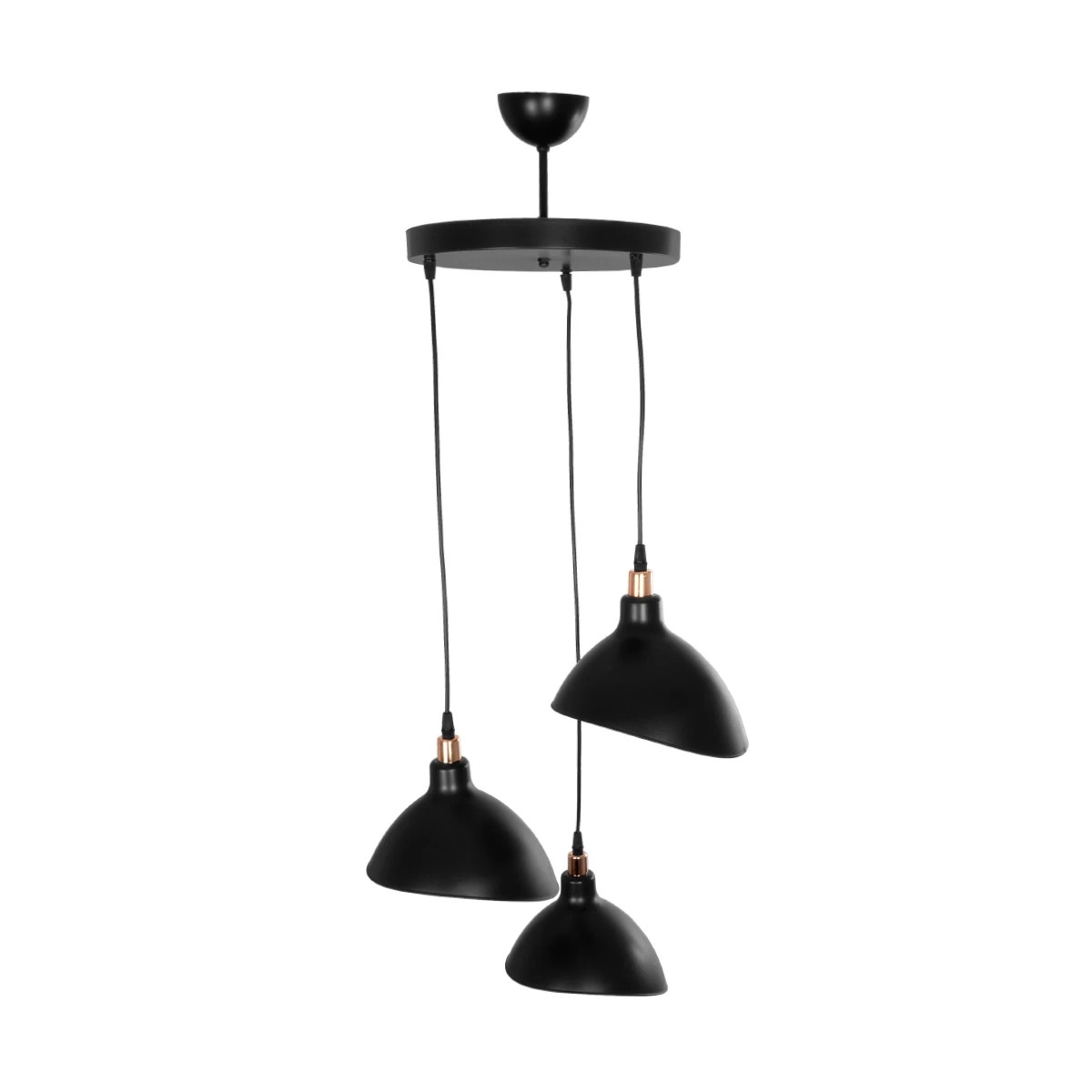 GLOBOSTAR® RIVE 203-0144 Μοντέρνο Κρεμαστό Φωτιστικό Οροφής με Ντουί 3 x E27 AC 220-240V IP20 - Μάυρο & Χάλκινο - Μ40 x Π40 x Υ65cm - Image 6