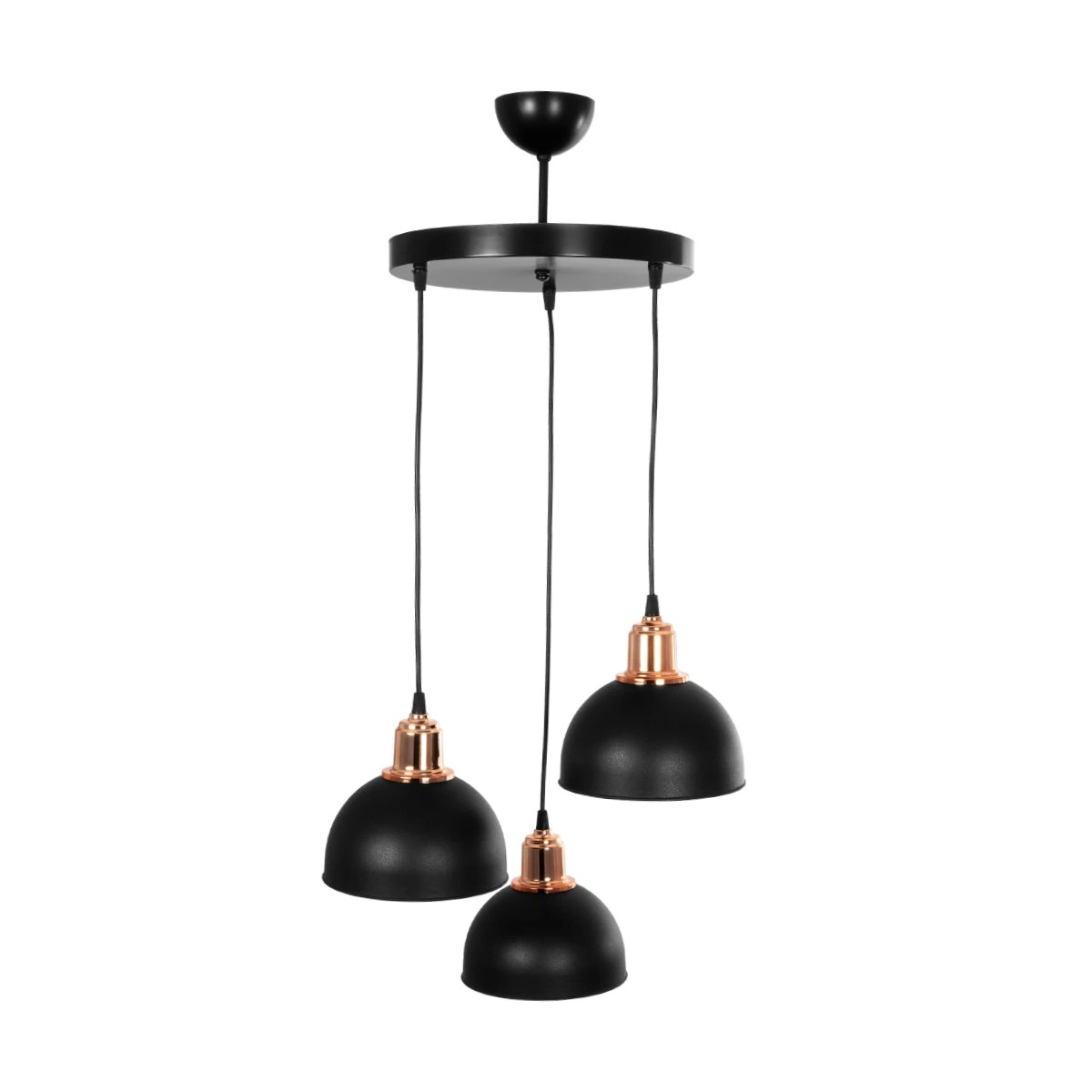 GLOBOSTAR® ΗUT 203-0146 Μοντέρνο Κρεμαστό Φωτιστικό Οροφής με Ντουί 3 x E27 AC 220-240V IP20 - Μάυρο & Χάλκινο - Μ40 x Π40 x Υ40cm - Image 4
