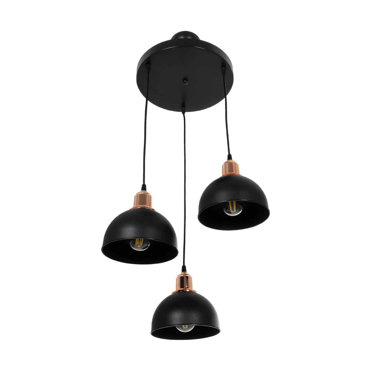 GLOBOSTAR® ΗUT 203-0146 Μοντέρνο Κρεμαστό Φωτιστικό Οροφής με Ντουί 3 x E27 AC 220-240V IP20 - Μάυρο & Χάλκινο - Μ40 x Π40 x Υ40cm - Image 5